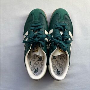 Adidas Green and White Sneakers